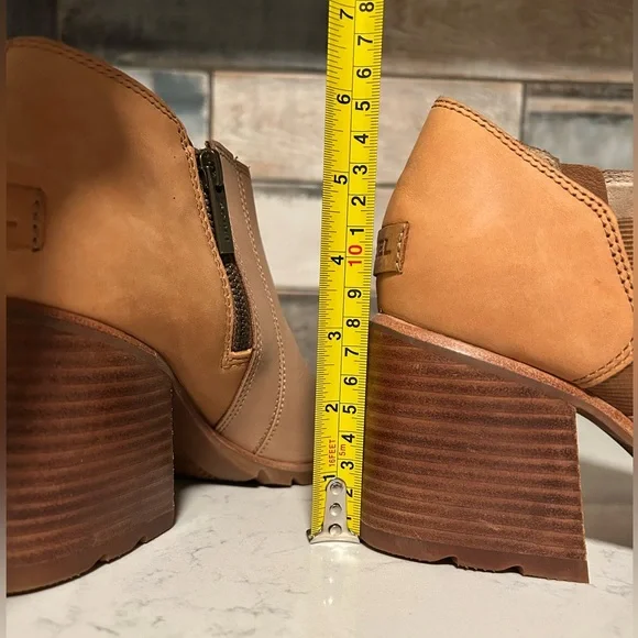Sorel Nadia Leather Peep Toe Block Heel Ankle Bootie Sandals - Picture 7 of 13
